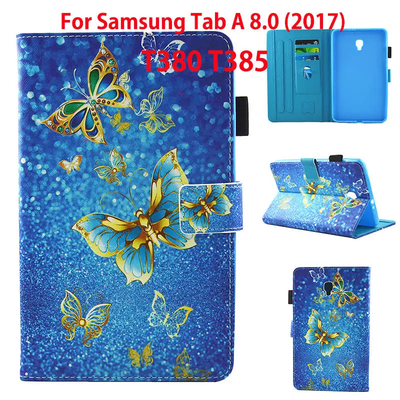 Модный чехол с принтом для samsung Galaxy Tab A 8,0 SM-T380 T385 8,0 дюймов, умный чехол, чехол для планшета из искусственной кожи, чехол+ пленка+ ручка - Цвет: K045