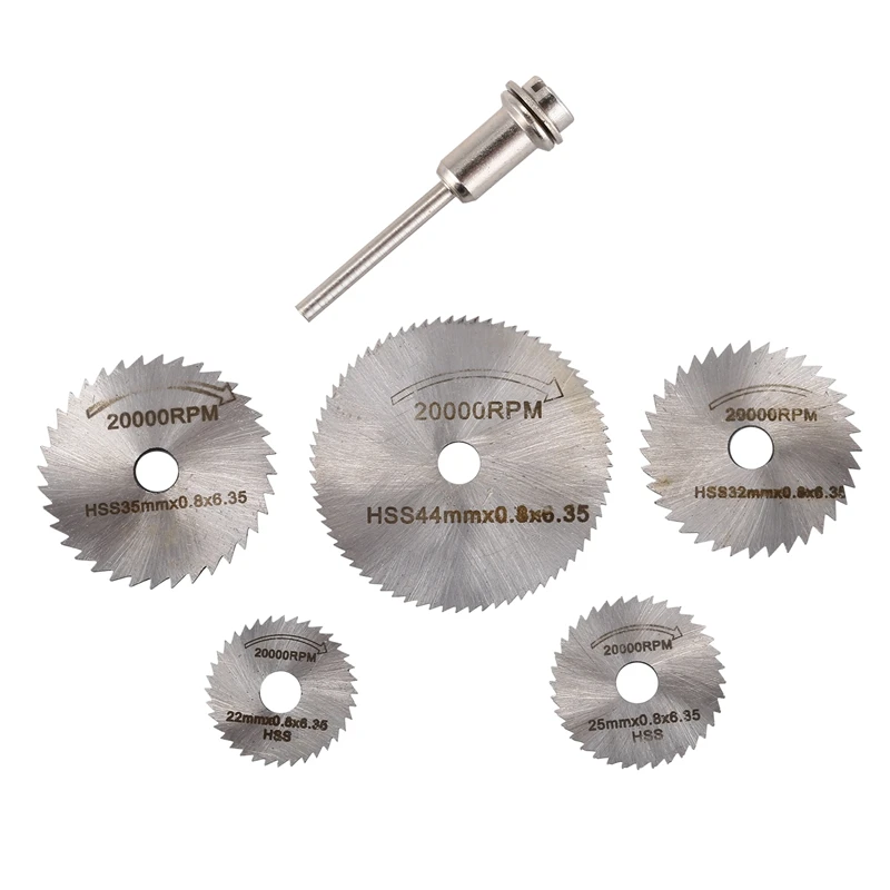 

BMBY-6pcs Mini Circular Saw Blade Set HSS Cutting Disc Rotary Drill Tool Accessories for Wood Plastic and Aluminum