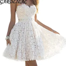 Gardlilac vintange Lace Beading Short Wedding Dress white Ivory Short Bridal Gown Sexy Strapless Lace Short Prom Gowns