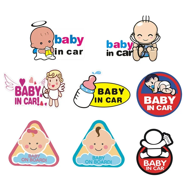 

Car Personality Stickers Baby In Car Safety Reflective Sign Cute Cartoon Decal Car Stickers