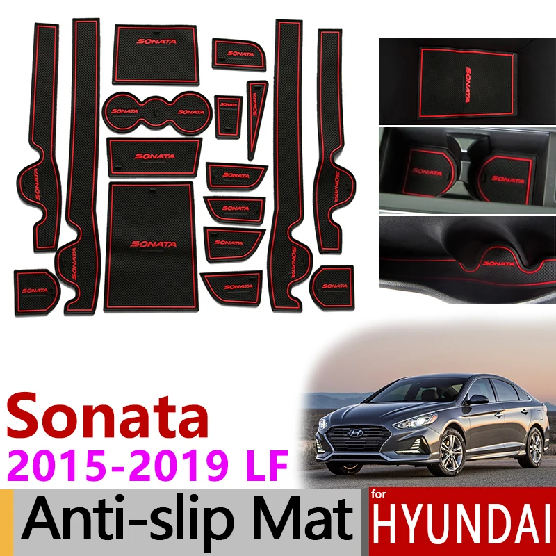 Противоскользящие резиновые коврики слот для ворот подстаканник Hyundai Sonata LF 2015 2016