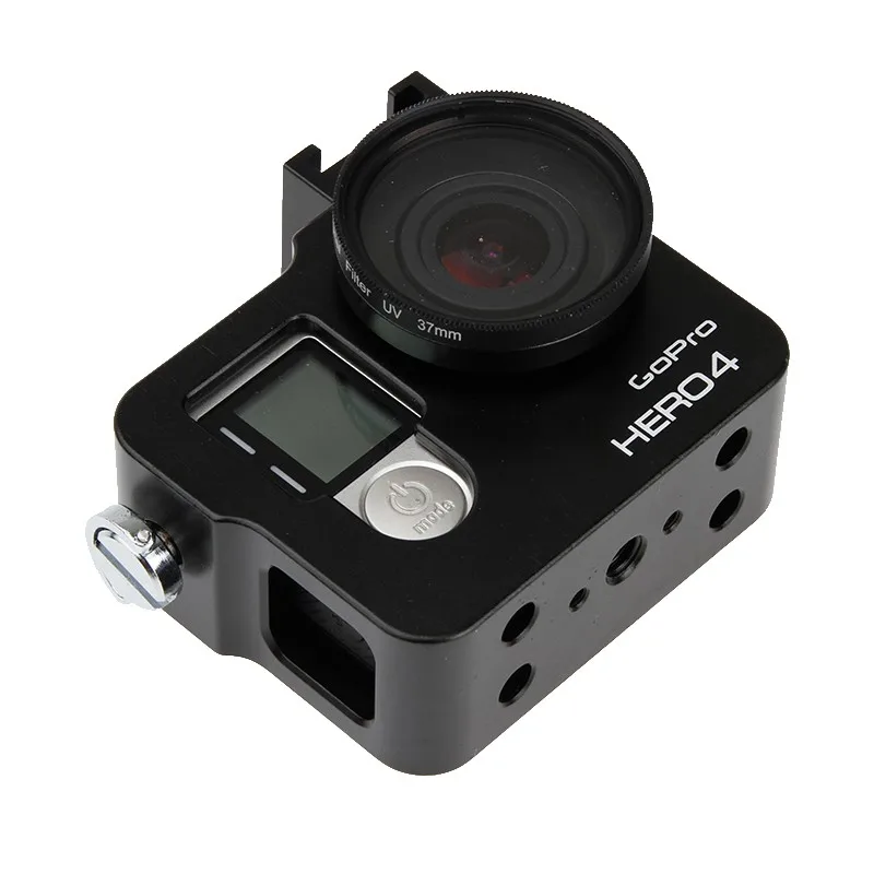 Hero 4 hero 3+ алюминиевый сплав CNC защитный корпус оболочка корпуса+ фильтр объектива+ вспышка для Gopro hero 4 3+ аксессуары для камеры