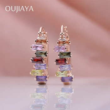 

OUJIAYA Oval Especially 585 Rose Gold colour earrings For Women Fine Noble Irregularity Natural Zircon Dangle Earrings A186