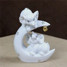 Фарфоровая пара Полумесяца скульптура слона Декоративная скатерть керамика слон влюбленные статуя лунный свет орнамент подарок ремесло