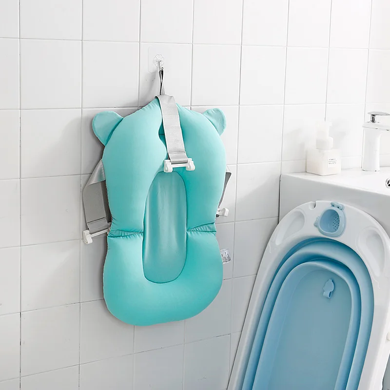 Baby Bath Tub Newborn Baby Foldable Baby Bath Tub Pad & Chair & Shelf Newborn Bathtub Seat Infant Support Cushion Mat Bath Mat