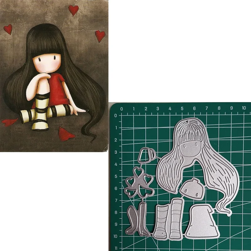 

Metal Cutting Dies Heart doll little Girl 2019 Scrapbooking Craft Dies Cut Stamps Embossing Stencils Invitation Card Making
