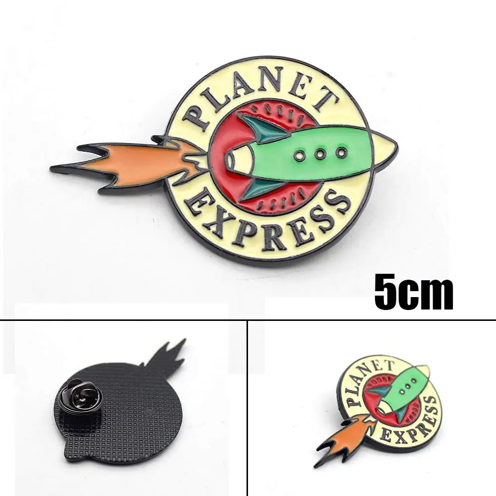 

Anime Futurama Badge Pin Planet Express Symbol Metal Enamel Lapel Brooch Chest Button Cosplay Collection Ornament Jewelry Gift