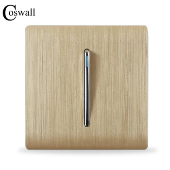 

COSWALL Luxury Wall Switch Panel, 1 Gang 2 Way Light Switch Stair Switch, Champagne Gold Color, C31 sereis