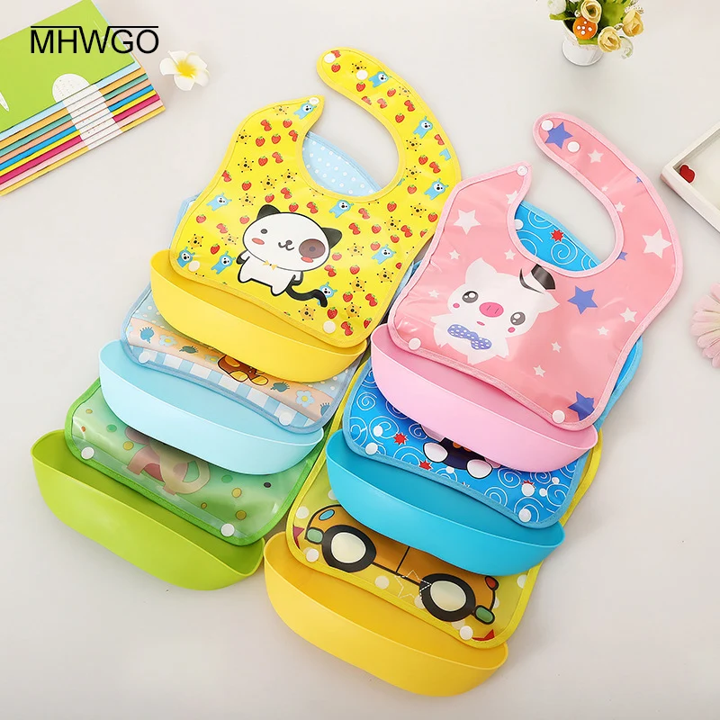 

MHWGO Baby Things Baby Bibs Waterproof Feeding Tools Saliva Towels EVA Material Infant Burp Cloths