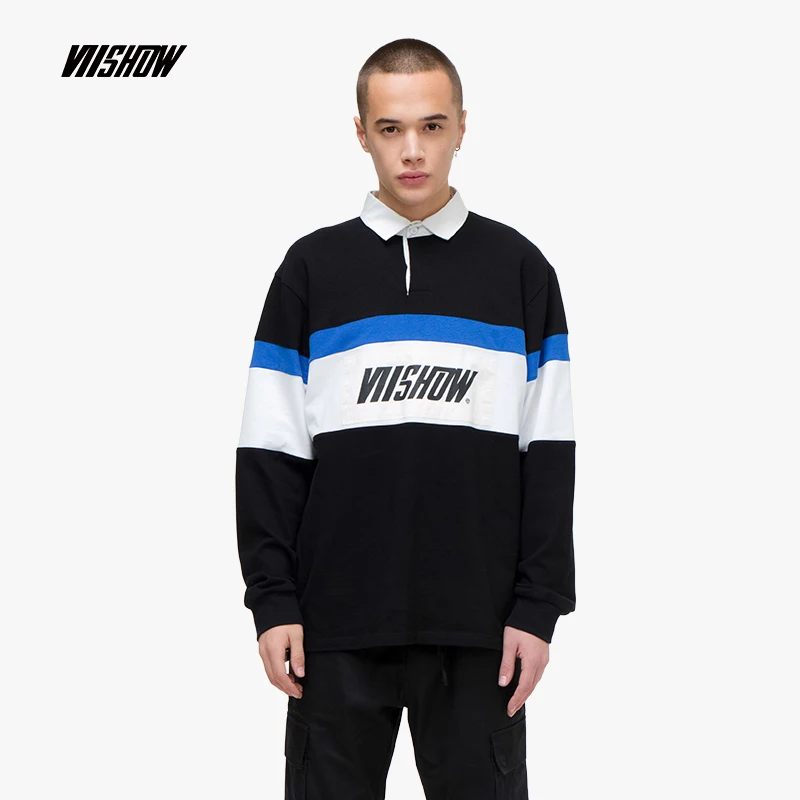 

Viishow Streetwear Patchwork Men's T-shirt Brand Turn-down Collar Cotton t shirt 2019 New tshirt For Men Clothing TC1216191