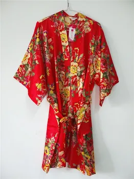 

Red Sexy Satin Night Robe Lace Bathrobe Perfect Wedding Bride Bridesmaid Robe Dressing Gown For Women Floral Bathrobe