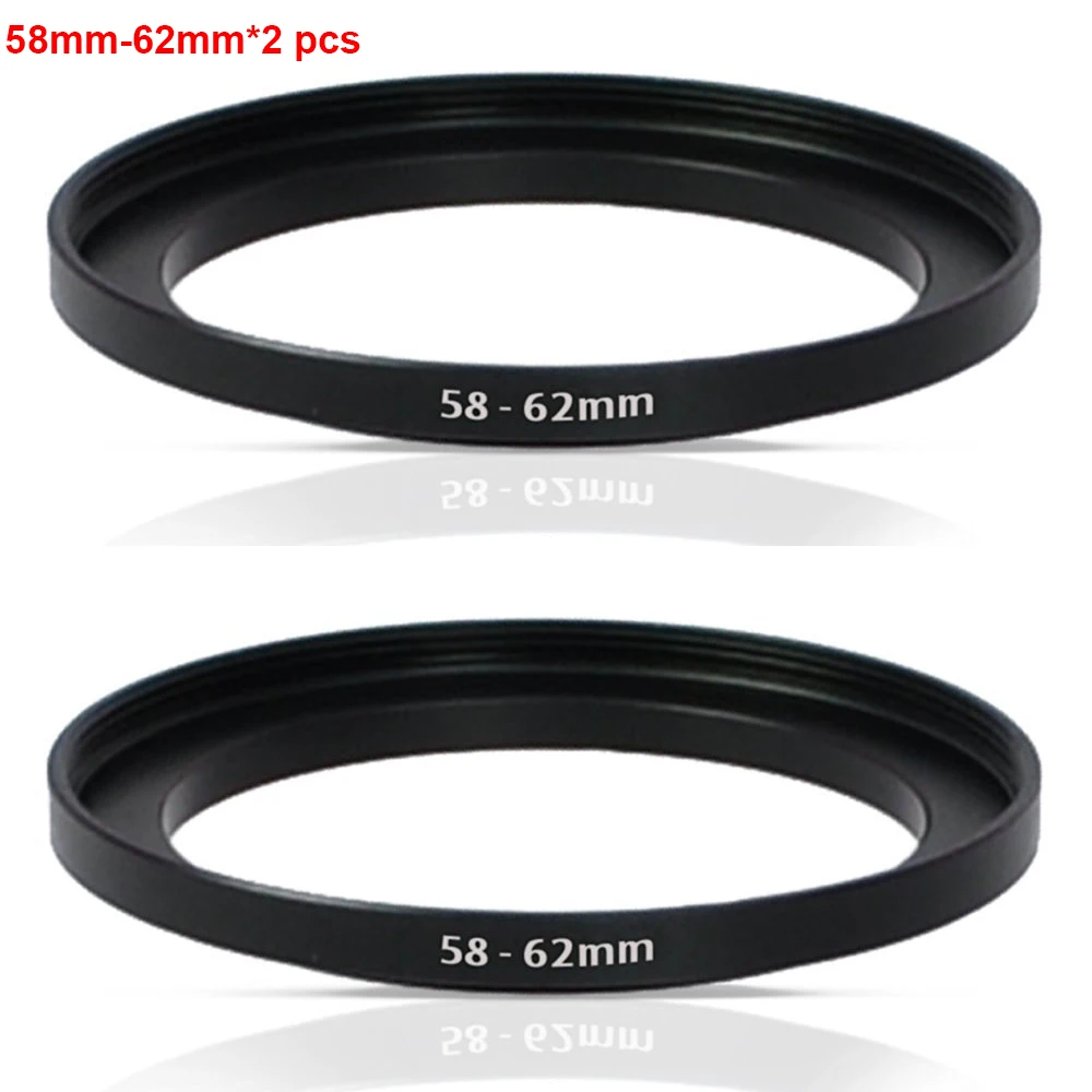 

JUST NOW High-quality 2PCS 58-62MM Step-Up Ring Filter Adapter (58MM Lens to 62MM Accessory) (2 PCS Ring Filter Adapter)