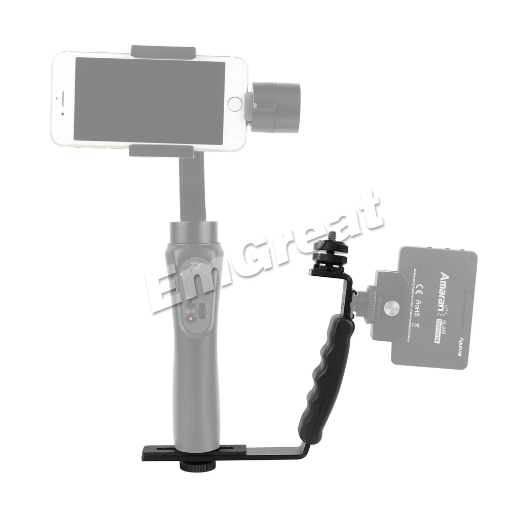  Pergear L Bracket for Photography Microphone Stand Zhiyun Smooth Q 3 4 Crane 2 with 2 Hot Shoe Moun