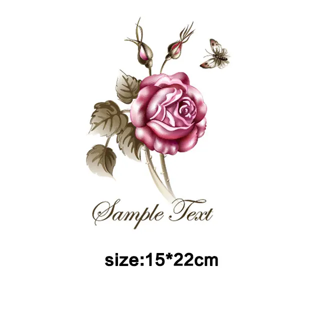 camera zebra patches for clothing rose flower stickers iron on transfer for girls clothes transfert thermocollants parches ropa - Цвет: rose1