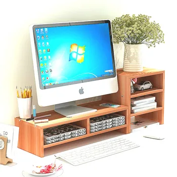 

Computer Monitor Increased Shelf Desktop Keyboard Storage Rack Bookshelf black/brown
