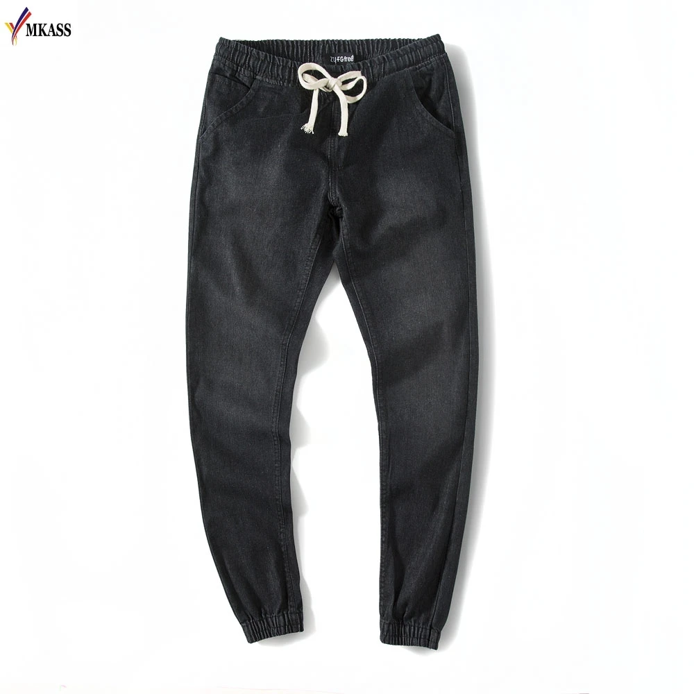 2018 Hot New Brand Mens Denim Jeans Men Drawstring Slim Fit Denim Joggers Mens Jeans Pant Men Stretch Elastic Jean Pencil Pants