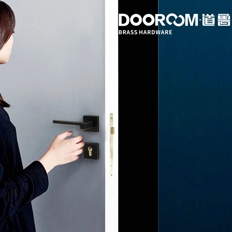 Dooroom Brass Door Lever American Nordic Modern Solid Wood