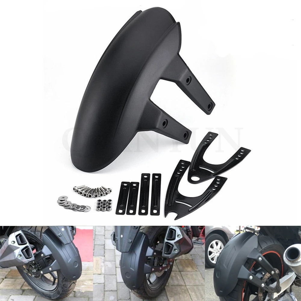 

Universal Black Plastic Motorcycle Rear Wheel for fender Splash Guard Rear Wheel Cover Splash Guard Mudguard w/Bracket
