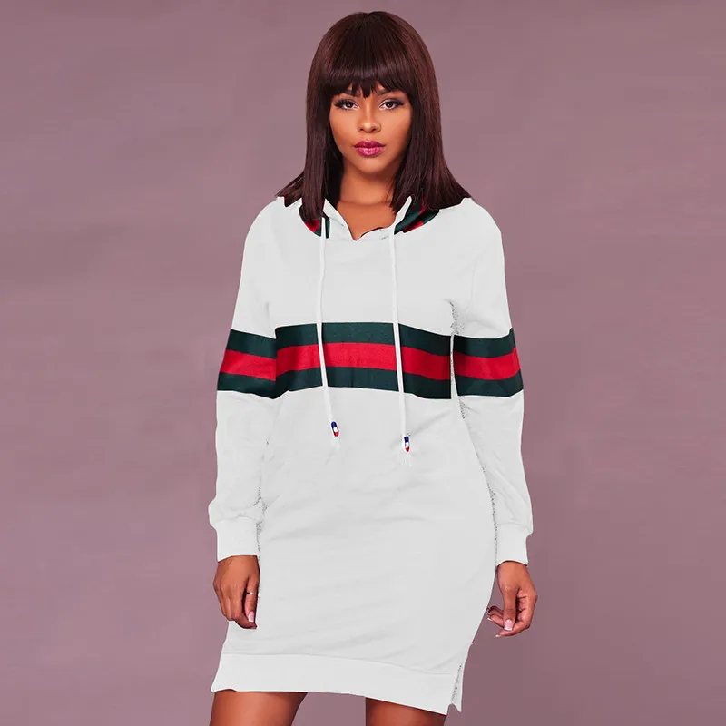 2017 Autumn Winter Casual Sweatshirt Dress Women Long Sleeve Black Striped Mini Hoodies Dresses Female Pullover Christmas Vestidos Hooded22