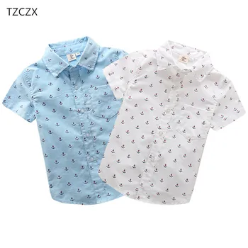

New arrival Children's Shirts Classic Fashion Printing Anchor Cotton 100% Short-sleeved Kids boy's Shirts Clothing