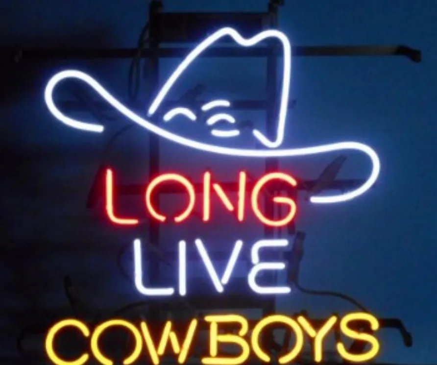 Стеклянная неоновая светосветильник вывеска COWBOYS для длительного использования