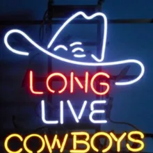 Стеклянная неоновая светосветильник вывеска COWBOYS для