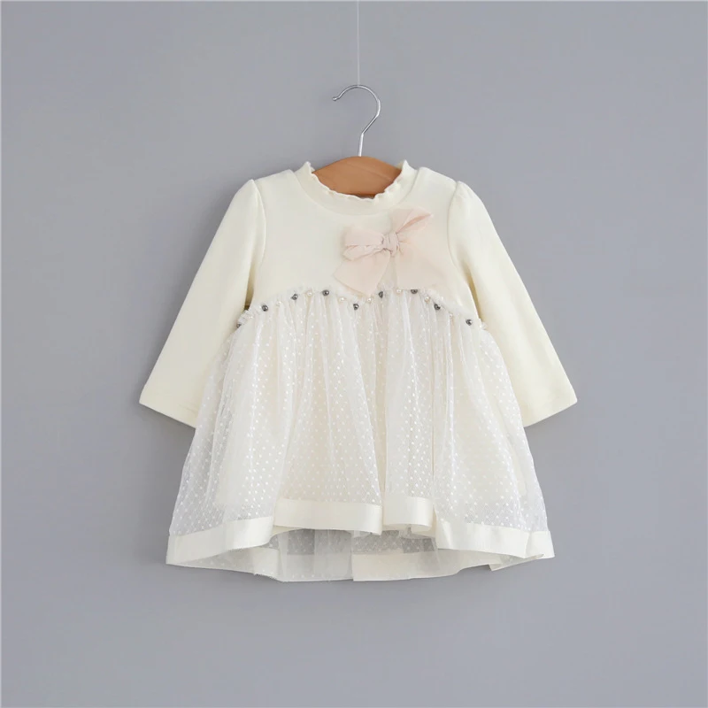 Baby Dresses Newborn Baby Girls Festive Dress Long Sleeve Winter Clothes With Flannel Liner Formal Dress Baptism Ball Gown A014