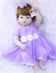 23 "57 см всего тела силикона Reborn Baby Doll Игрушки для новорожденных девочек принцессы для маленьких Живой куклы bebe подарок reborn bonecas
