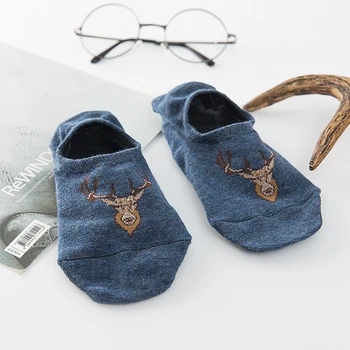 

Margote Store Women's Shallow Mouth Invisible Boat Socks Silicone Non-Slip Sports Invisible Breathable Cotton Socks Art Meias