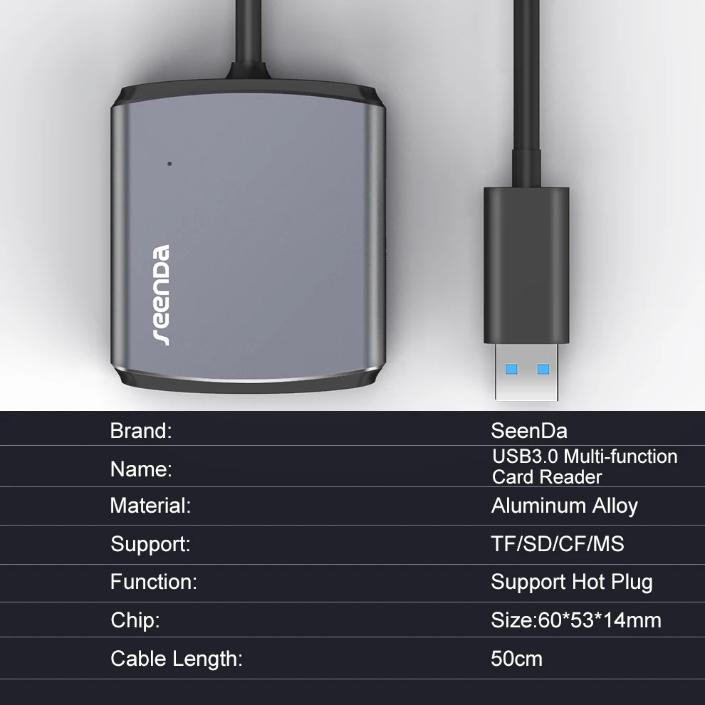 Высокоскоростной считыватель карт SeenDa USB3.0 карта памяти для нескольких камер SD CF