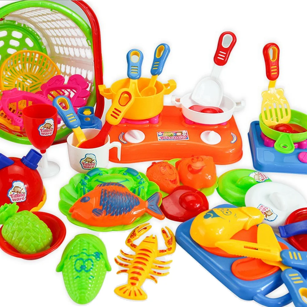 Имитация кухонной посуды, игрушки 35 шт., пластиковые детские кухонные принадлежности для детей, набор для ролевых игр, игрушки в подарок