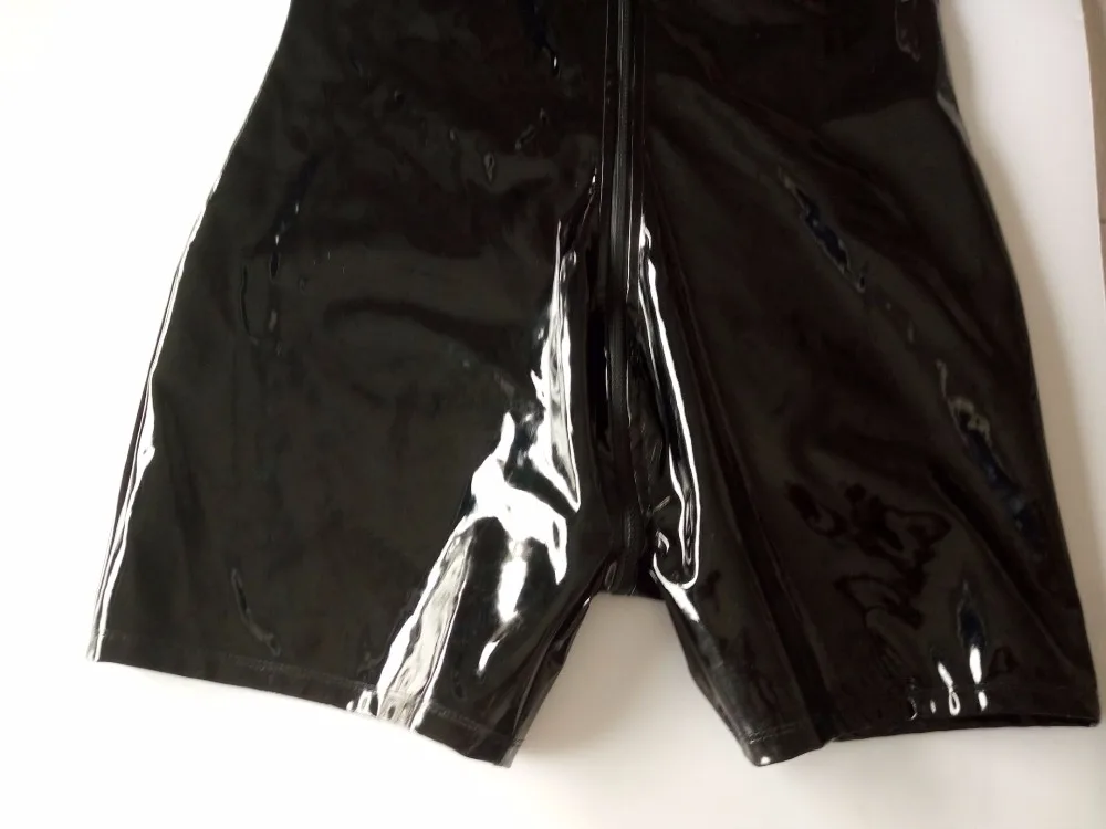 Wetlook Latex Catsuit Leather Man Jumpsuits Black Stretch PVC Bodysuits Sexy Clubwear Men Open Crotch Vinyl Lingerie Body Suit -
