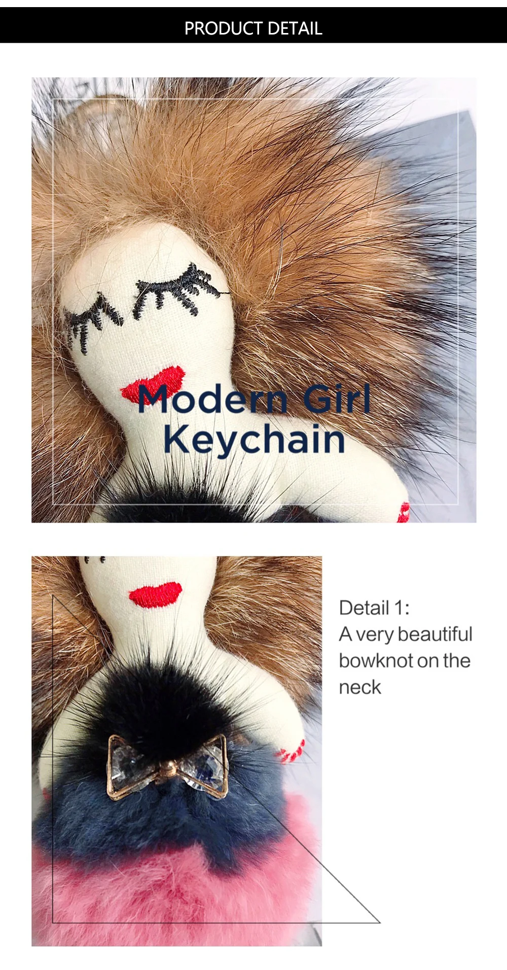 Modern Girl Grazy Women Real Rex Rabbit Fur Keychain Fluffy Doll Fur Pompon Bag Charm Keyring Luxury Car Key Pendant Accessories