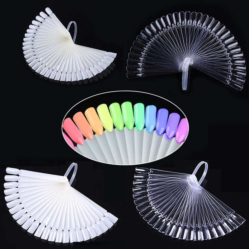 

20Pcs 32Pcs Color Card False Nail Tips Fan Transparent White Nail Art Practice Display Tools