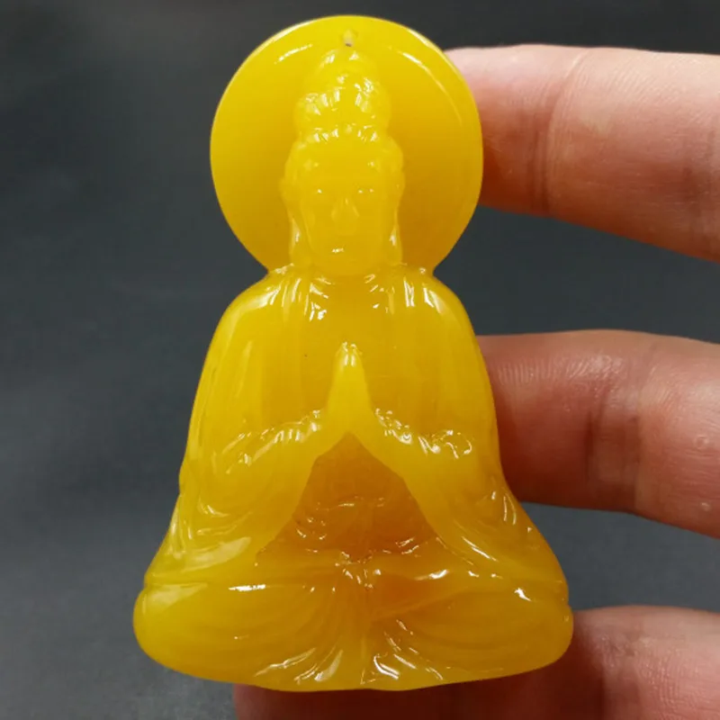 fine Fluorescent floating brine Big day Buddha Chicken oil yellow Pendant Jewelry necklace | Украшения и аксессуары