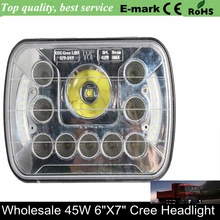 7-дюймовый квадратный головной свет Рабочий свет с ангельскими глазами Водонепроницаемый IP 67 " x 7" Светодиодная рабочая лампа фара 55 Вт Светодиодная Дополнительная лампа для автомобиля