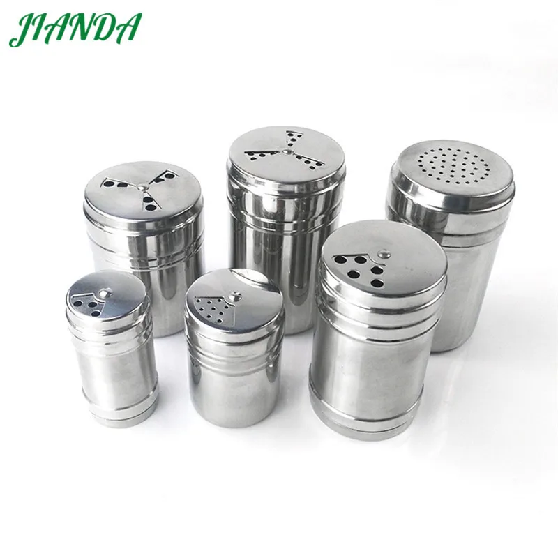 

JIANDA Stainless Steel Spice Shaker Jar Sugar Salt And Pepper Herbs Toothpick Storage Bottle BBQ Spice Box Storage Bottle