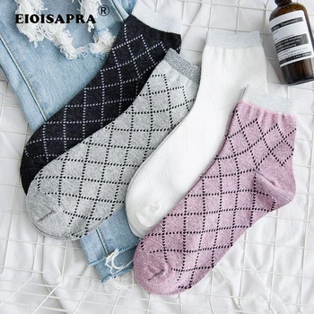 

[EIOISAPRA] Harajuku Kawaii Plaid Cotton Socks Ankle Sokken Embroidery Short Socks Women Harajuku Funny Sock for Girls Meias Sox