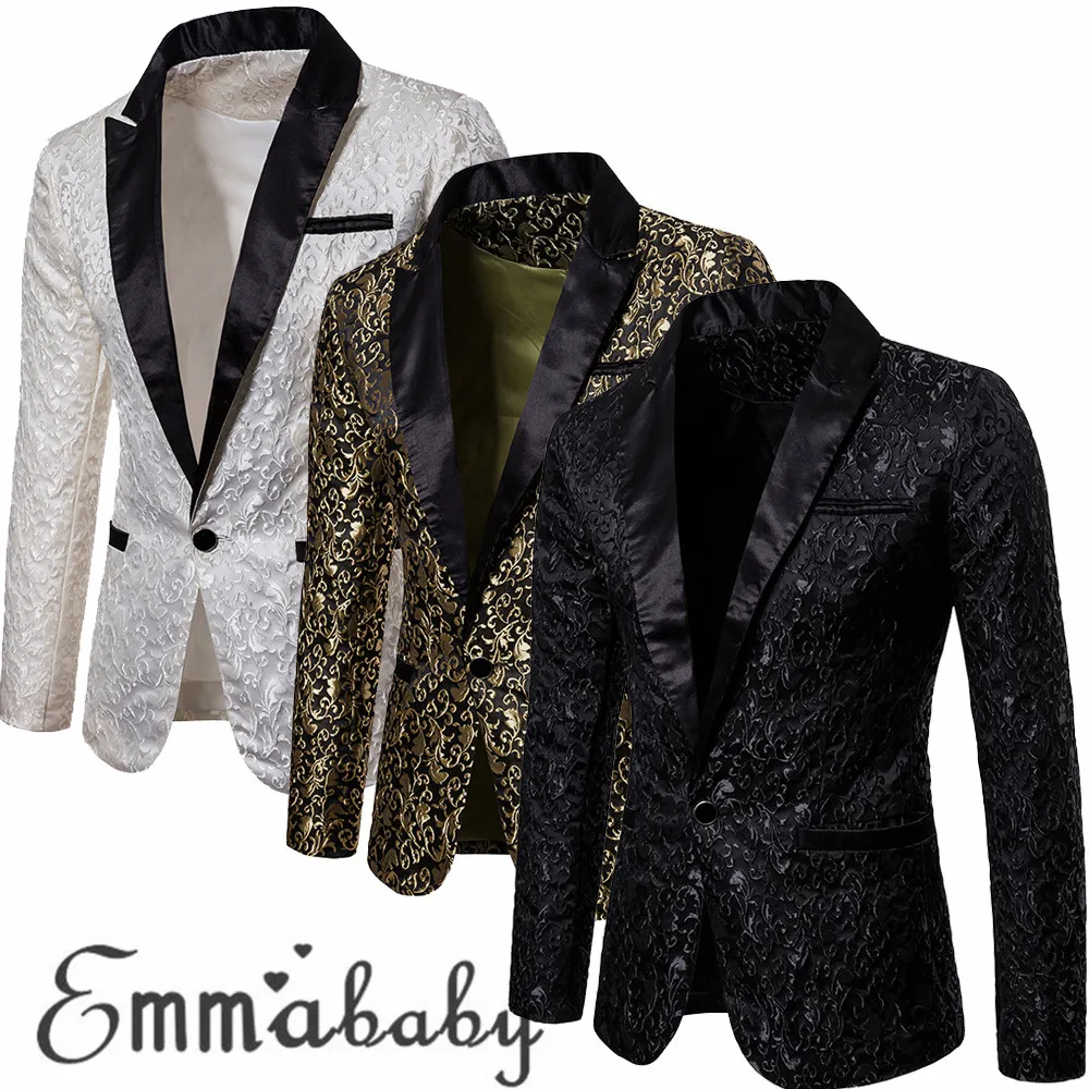 Us 11 6 45 Off 2018 New Men Luxury Blazer Slim Fit Formal One Button Suit Blazer Business Work Coat Jacket Outwear Plus Size M 2xl Suit Jackets