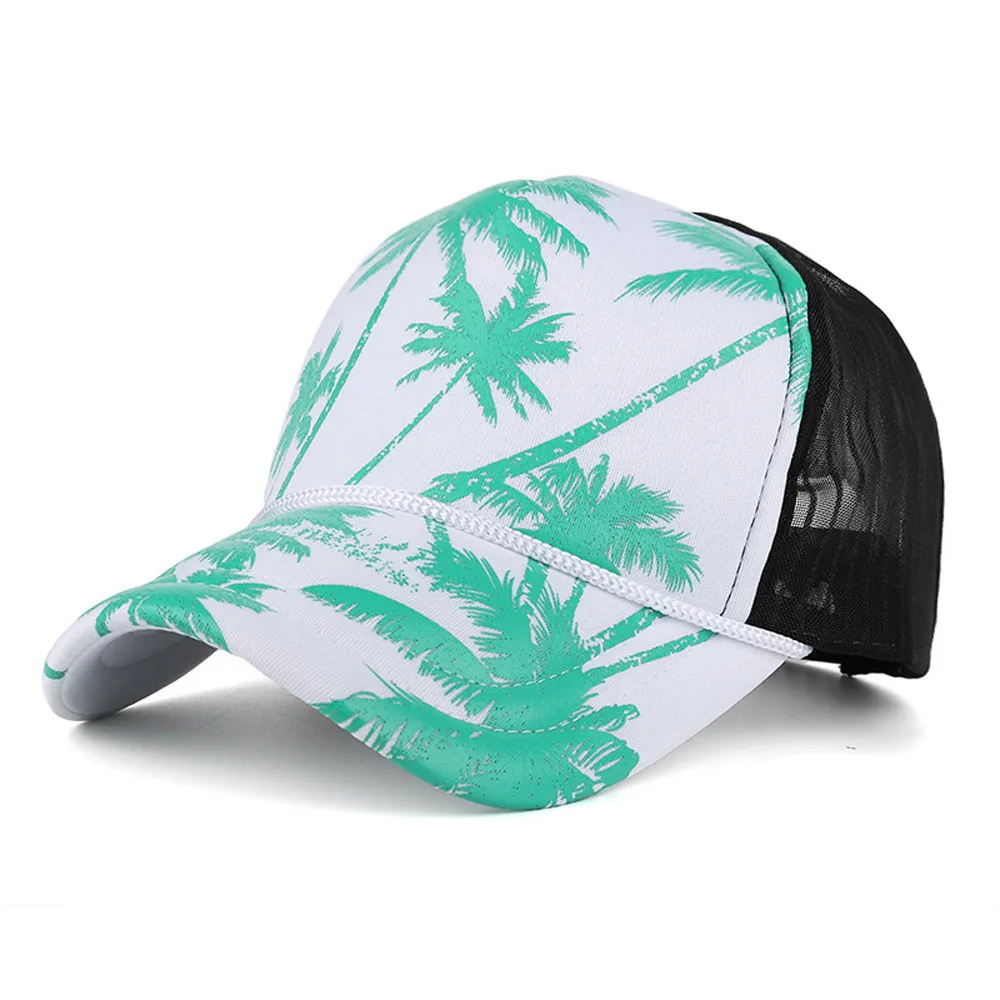 Женские Мужские воздухопроницаемые наружные летние бейсбольные кепки с принтом кокосового дерева, Беговая Кепка в стиле хип-хоп, плоская Беговая шапка
