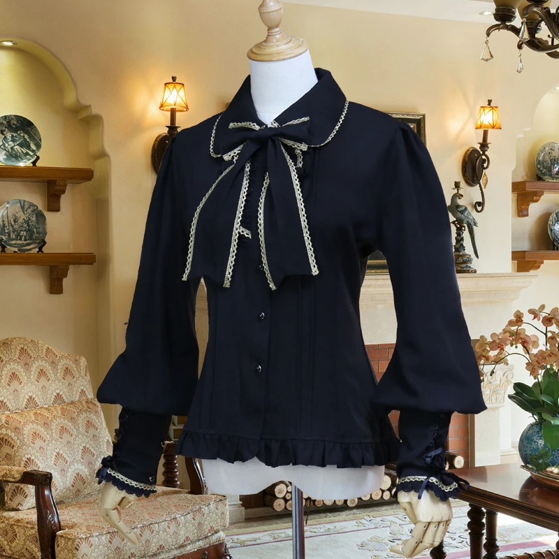 Винтажная женская шифоновая блузка рубашка с длинным рукавом фонариком и