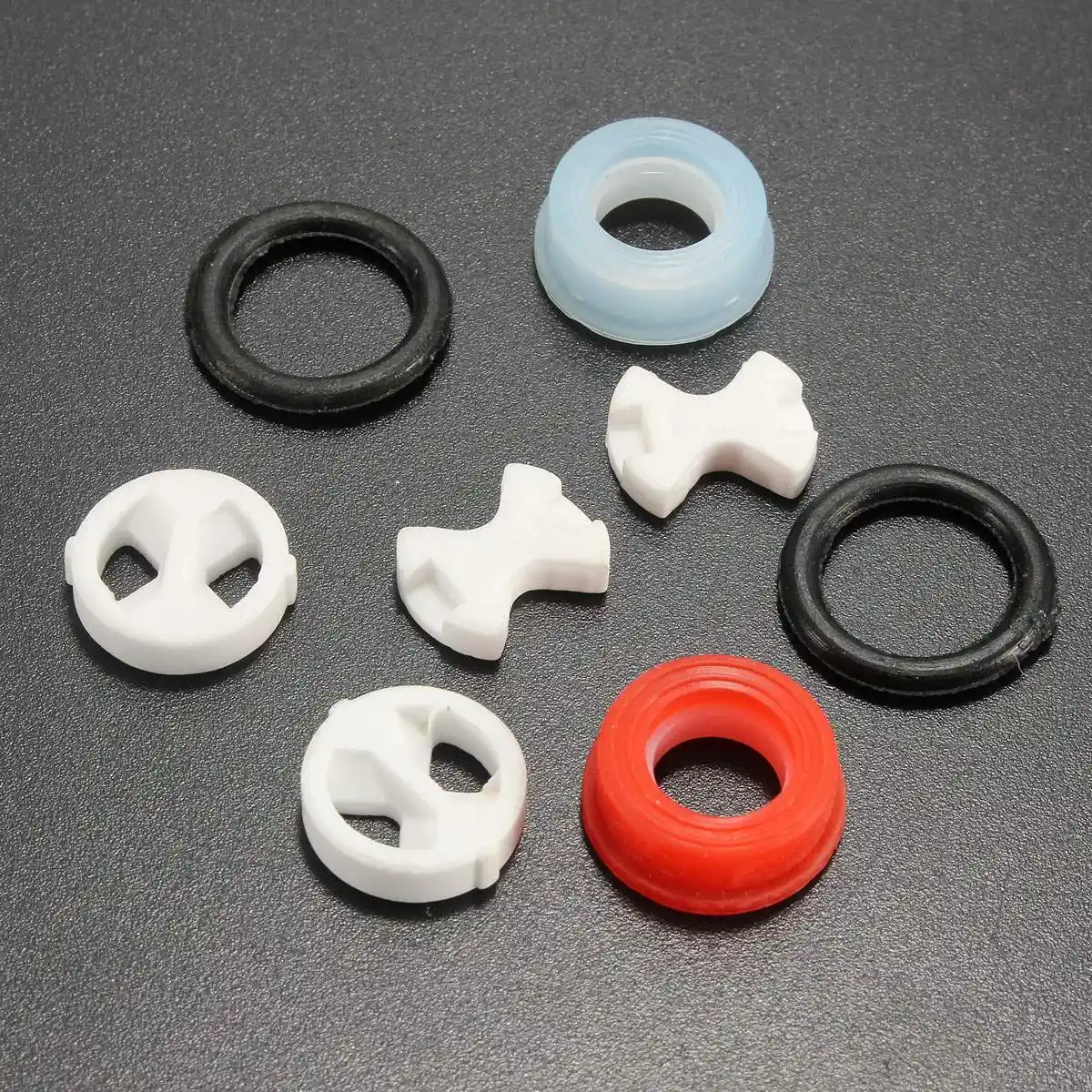 8Pcs Ceramic Disc Silicon Washer Insert Turn Replacement 1/2" For Valve