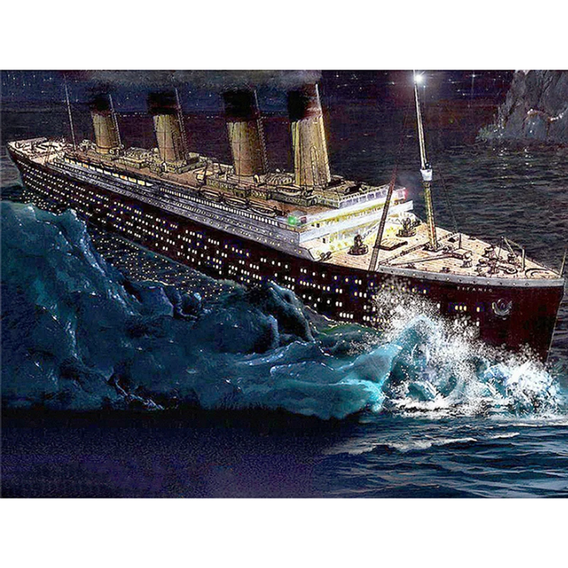 5D DIY Diamond Painting Full Square Titanic Tanker Landscape Cross Stitch Rhinestone Mosaic