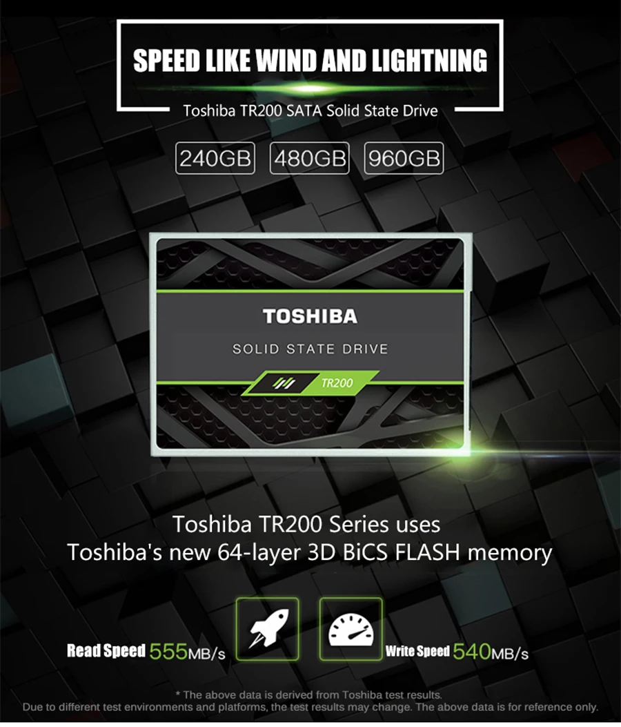 Toshiba Interna SSD TR200 встроенный твердотельный накопитель 240 ГБ твердотельный накопитель 3D BiCS FLASH TLC 2," SATA III внутренний SSD