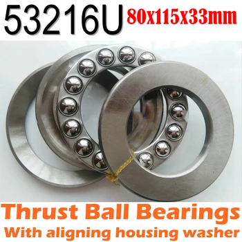 

80x115x33 mm Thrust Ball Bearings 53216U Axial 53216M 18216 Plane With aligning housing washer 80*115*33 Free shipping Wholesale