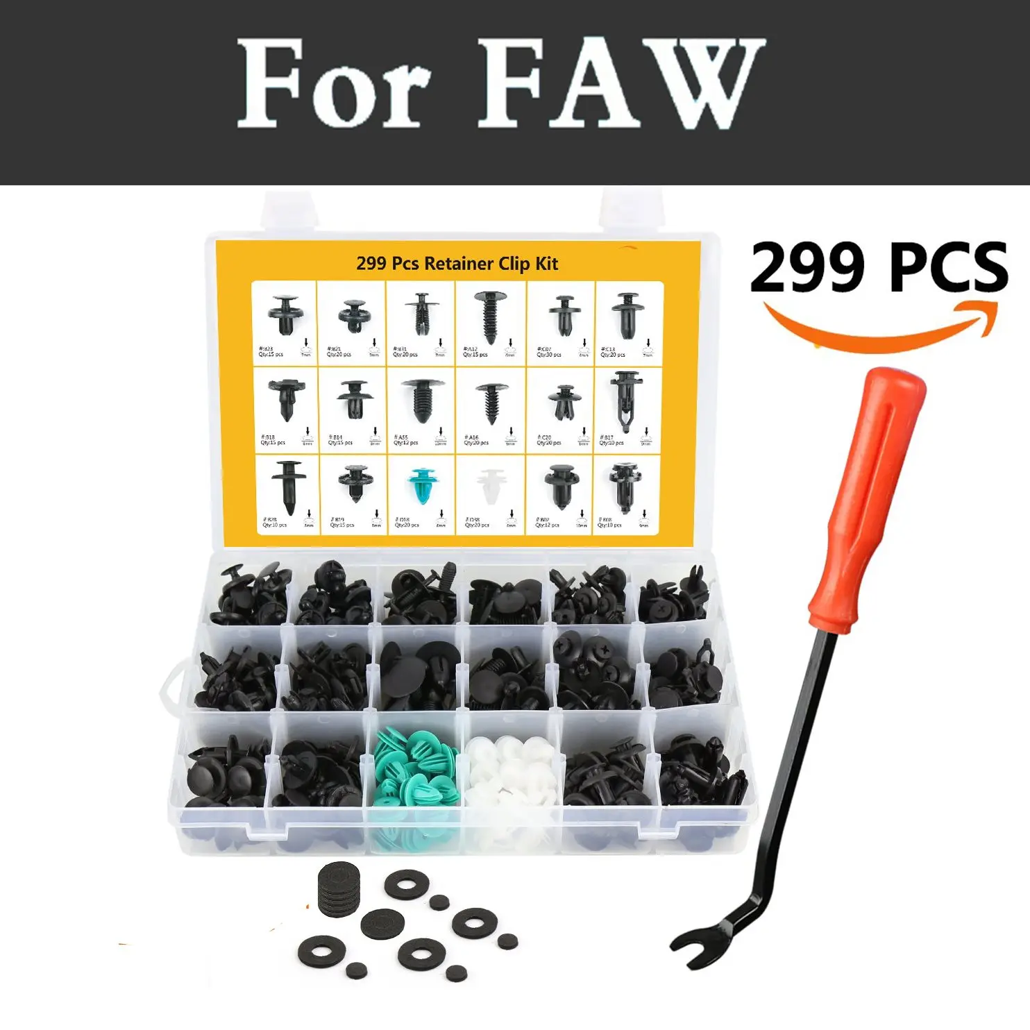 

299pcs 18 Push Type Pin Rivets Rivet Trim Clip Assortment Car Retainers Rivets For Faw Besturn B50 B70 X80 Jinn Oley V2 V5 Vita