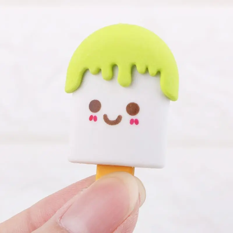 Милые 3D мультфильм лицо мороженое резинки карандашный ластик для детские школьные принадлежности канцелярские