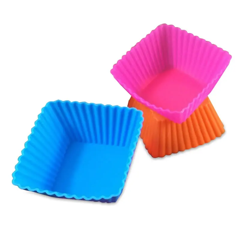 Buy 10Pcs 6cm Silicone Cupcake Square Cake Cup