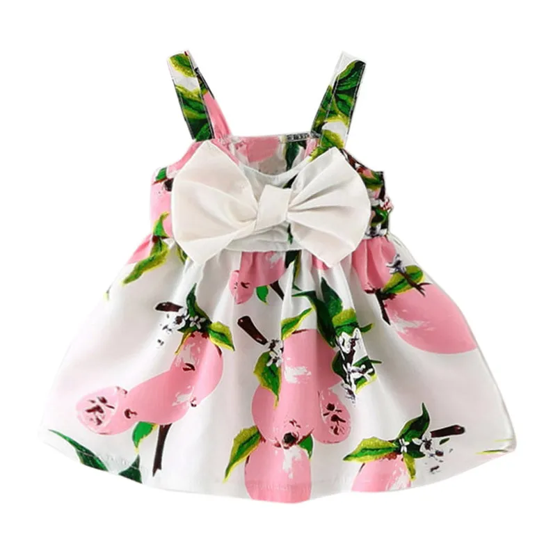 2018 Baby Girls Baby Girl Clothes Lemon Printed Infant Outfit Sleeveless Princess Gallus Summer Dress Ropa de ninos #30O25 #F (6)