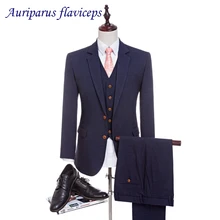 4 цвета Высокое качество камвольная шерсть темно-синие костюмы мужские костюмы приталенный Костюм приталенный Свадебный костюм для мужчин(куртка+ брюки+ жилет